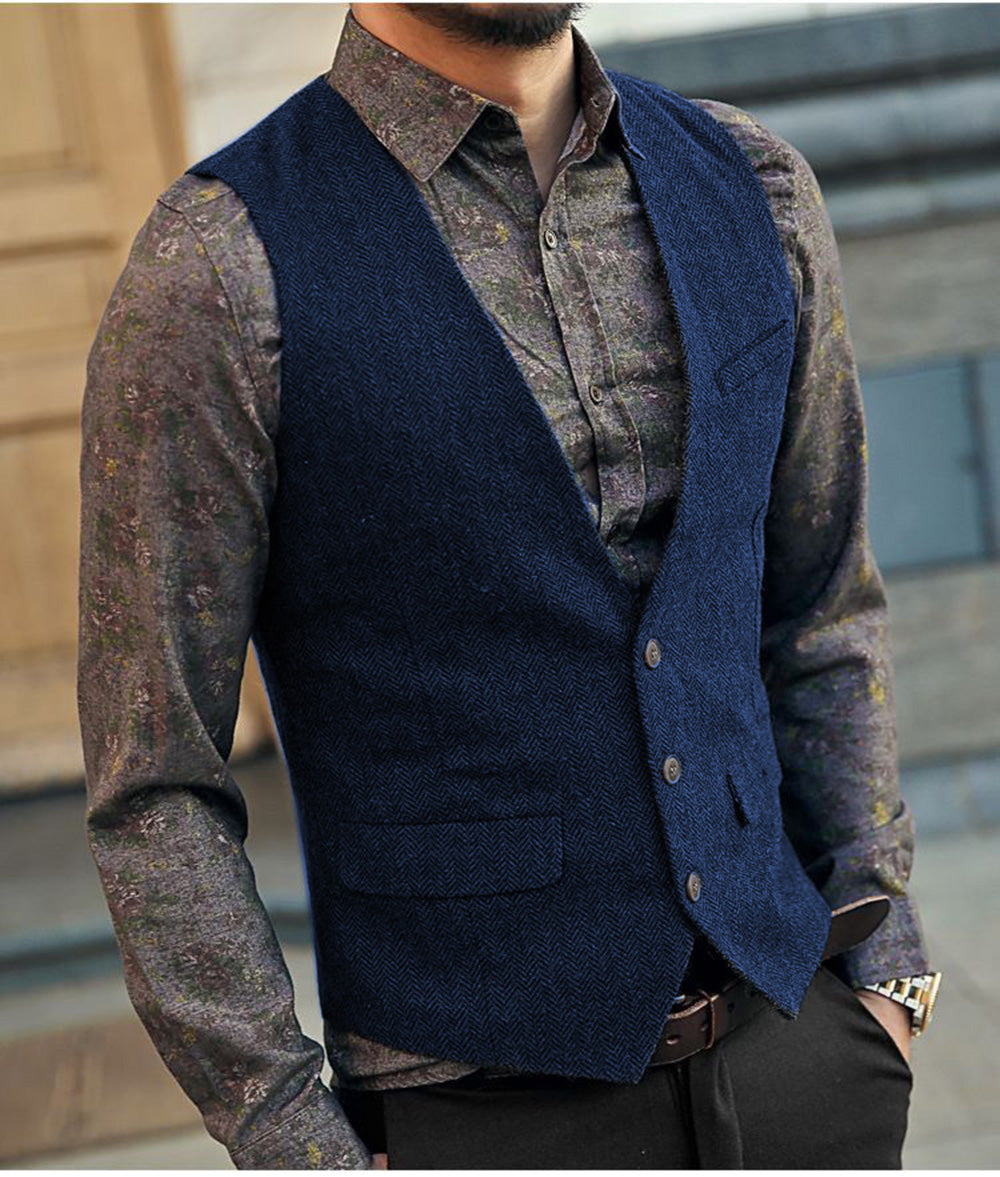 Flavian | Gilet homme à chevrons - Gilet sans manches ajusté, tenue classique et élégante, style business et décontracté