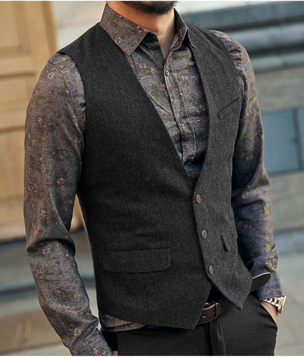 Flavian | Gilet homme à chevrons - Gilet sans manches ajusté, tenue classique et élégante, style business et décontracté
