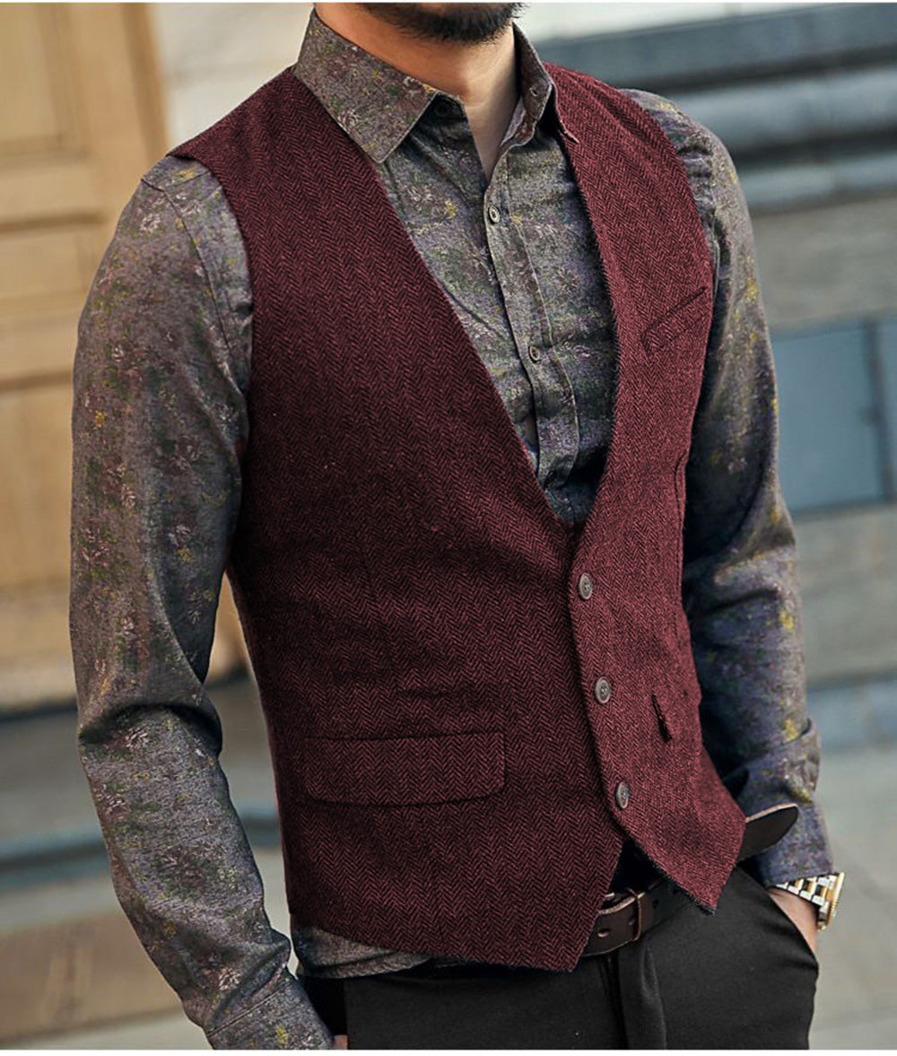Flavian | Gilet homme à chevrons - Gilet sans manches ajusté, tenue classique et élégante, style business et décontracté