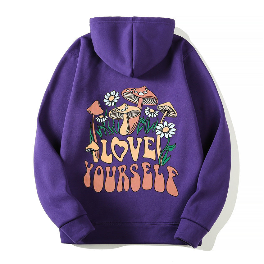 Thalissea | Oversized Damen-Hoodie mit „Love Yourself“-Schriftzug, bequemes Freizeit-Sweatshirt
