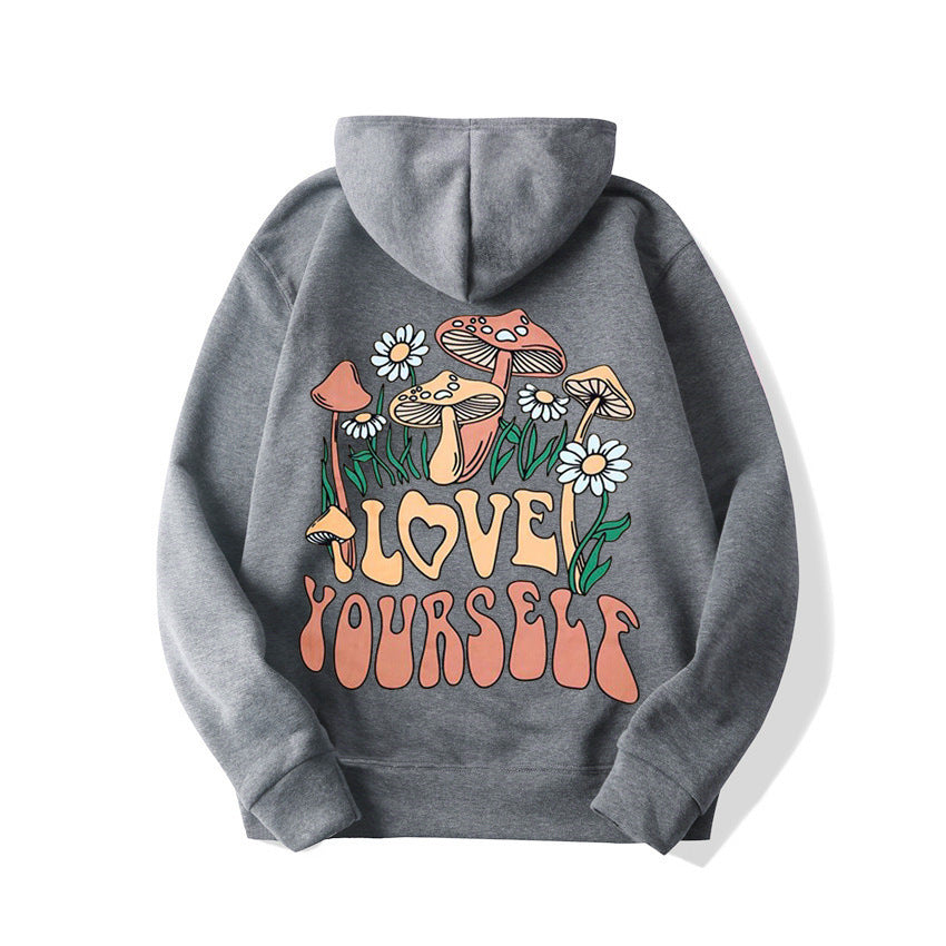 Thalissea | Oversized Damen-Hoodie mit „Love Yourself“-Schriftzug, bequemes Freizeit-Sweatshirt