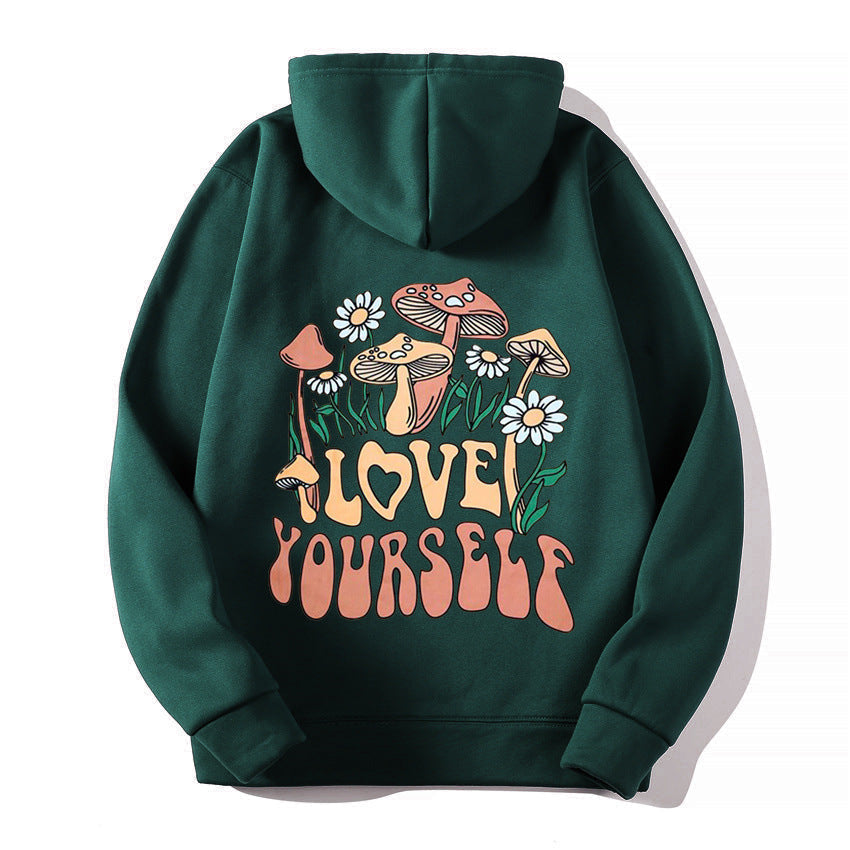 Thalissea | Oversized Damen-Hoodie mit „Love Yourself“-Schriftzug, bequemes Freizeit-Sweatshirt