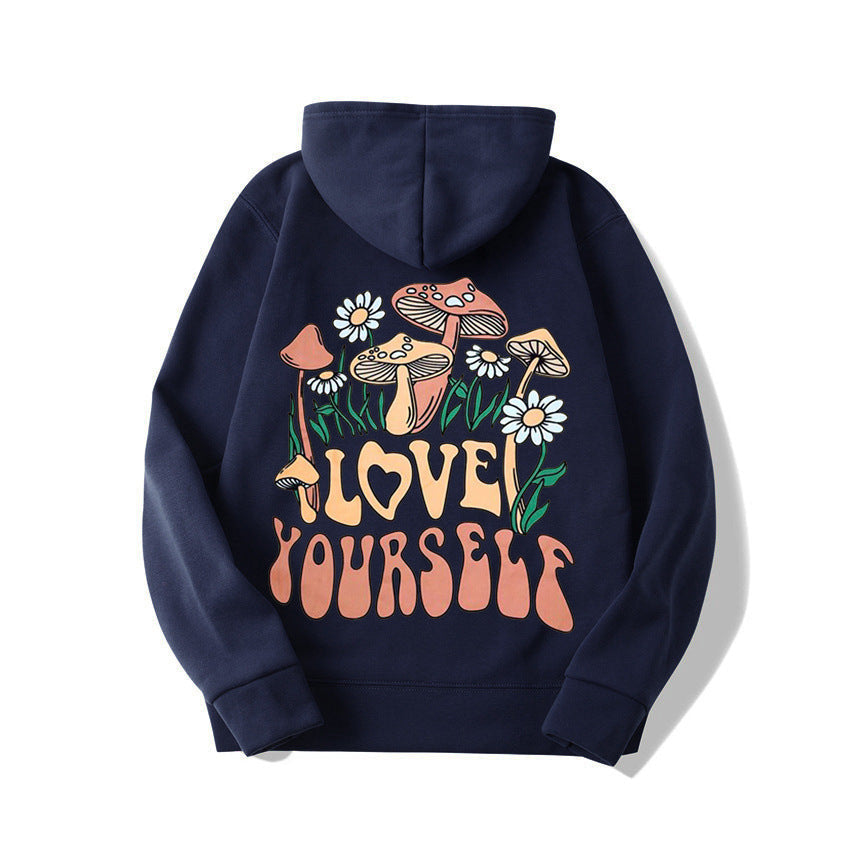Thalissea | Oversized Damen-Hoodie mit „Love Yourself“-Schriftzug, bequemes Freizeit-Sweatshirt