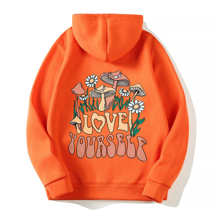 Thalissea | Oversized Damen-Hoodie mit „Love Yourself“-Schriftzug, bequemes Freizeit-Sweatshirt