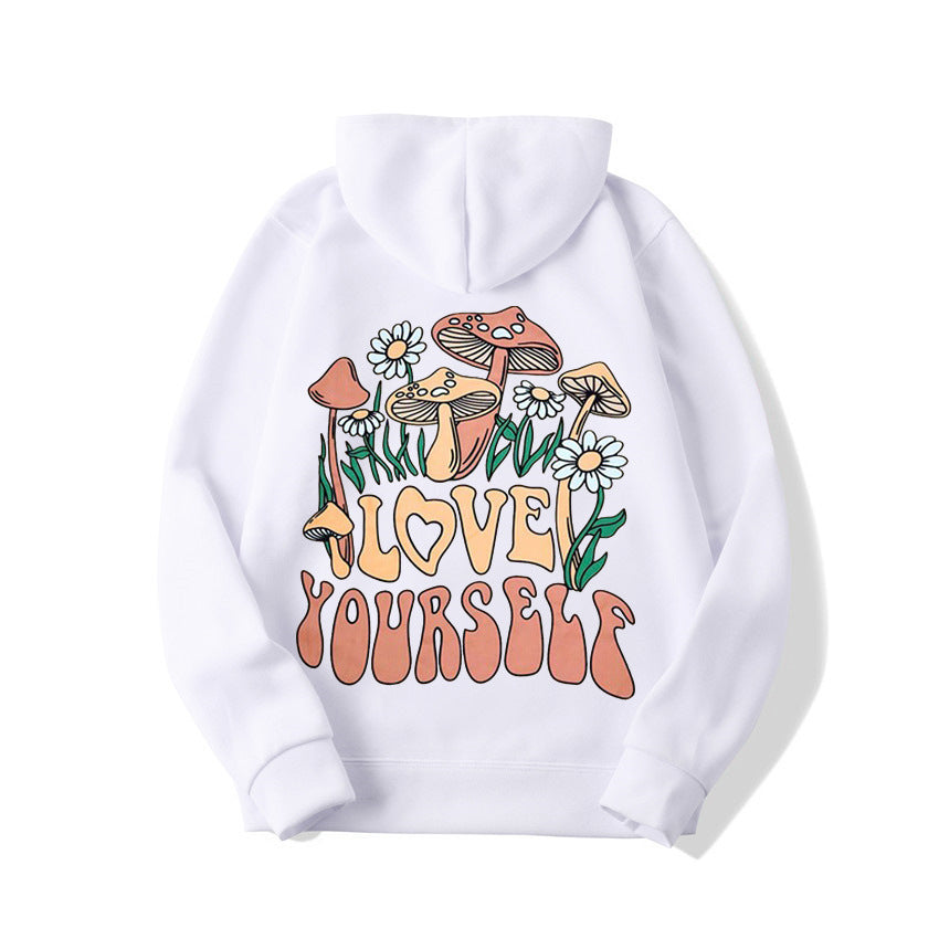 Thalissea | Oversized Damen-Hoodie mit „Love Yourself“-Schriftzug, bequemes Freizeit-Sweatshirt