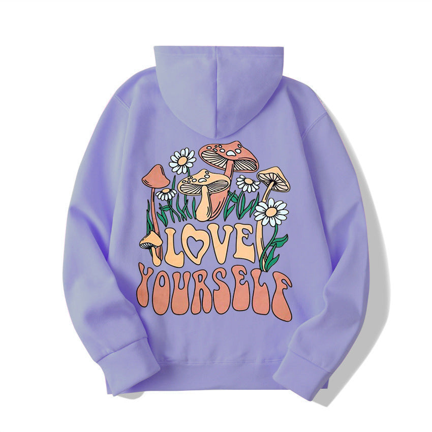 Thalissea | Oversized Damen-Hoodie mit „Love Yourself“-Schriftzug, bequemes Freizeit-Sweatshirt