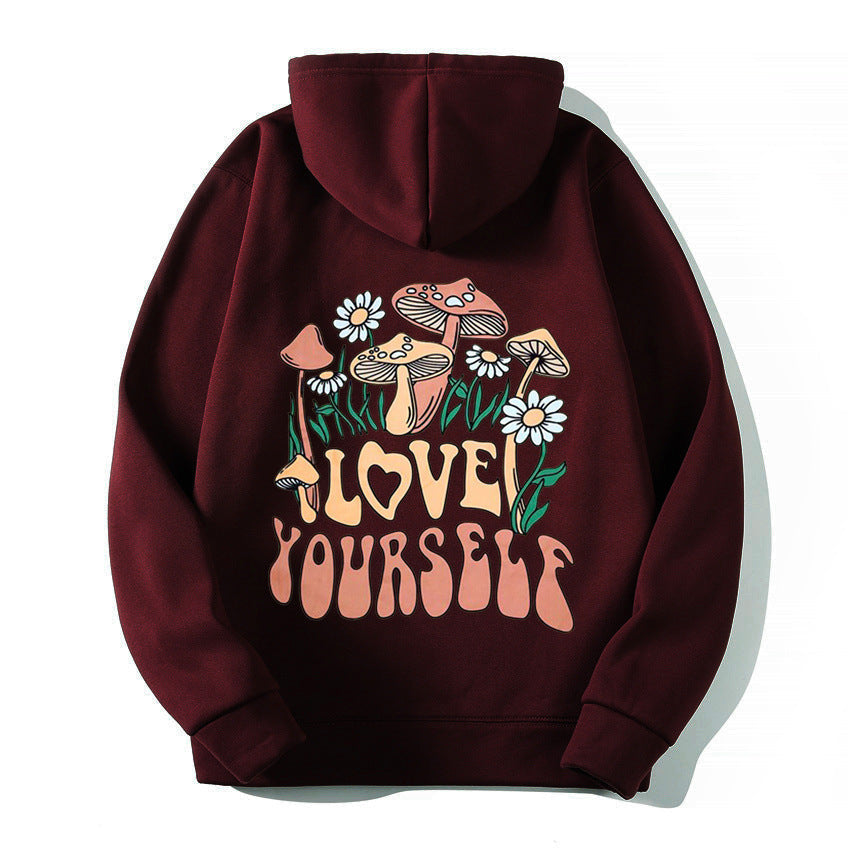 Thalissea | Oversized Damen-Hoodie mit „Love Yourself“-Schriftzug, bequemes Freizeit-Sweatshirt