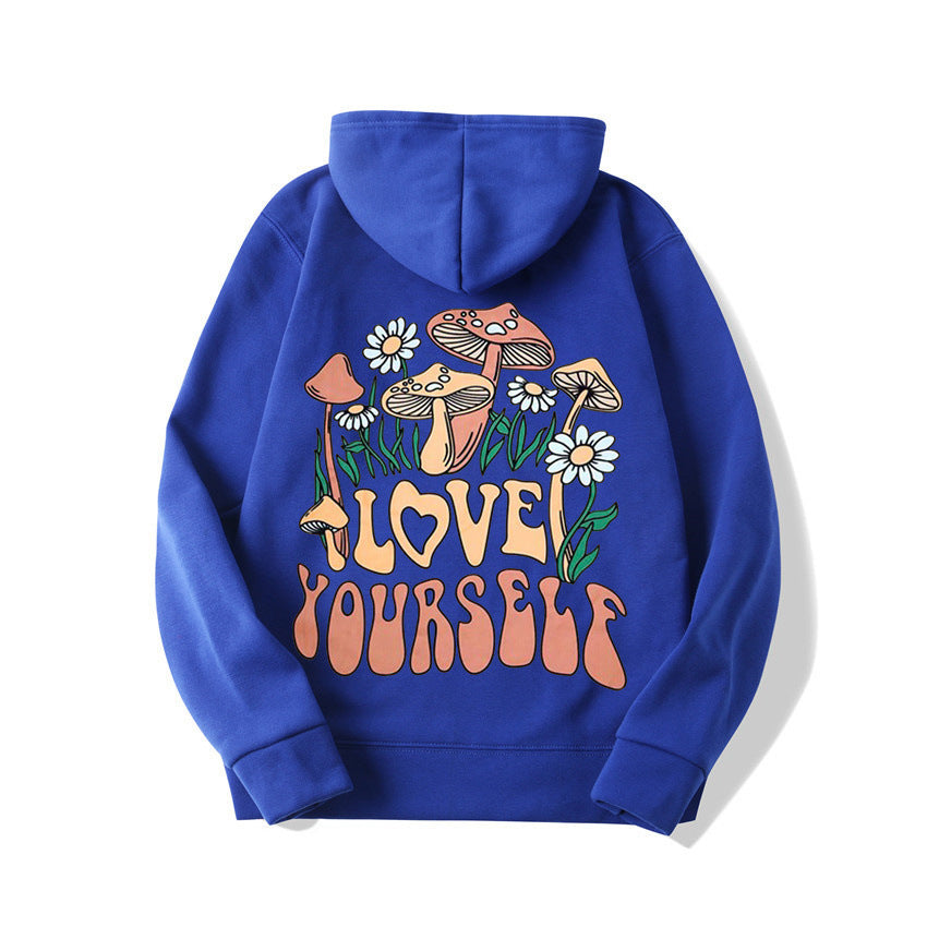 Thalissea | Oversized Damen-Hoodie mit „Love Yourself“-Schriftzug, bequemes Freizeit-Sweatshirt