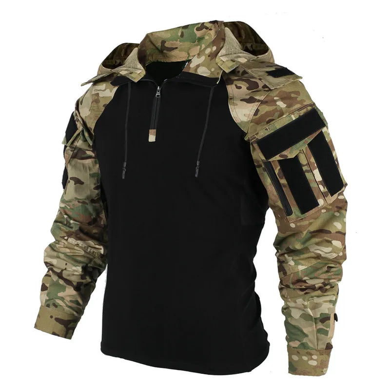 Yorran | Herren-Outdoorjacke mit halbem Reißverschluss und Kapuze – Freizeit- und Wanderjacke