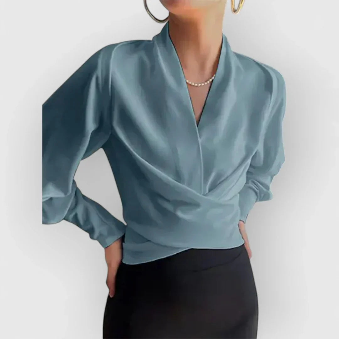 Kairina | Elegante damesblouse met pofmouwen – Stijlvolle top met lange mouwen en ruches