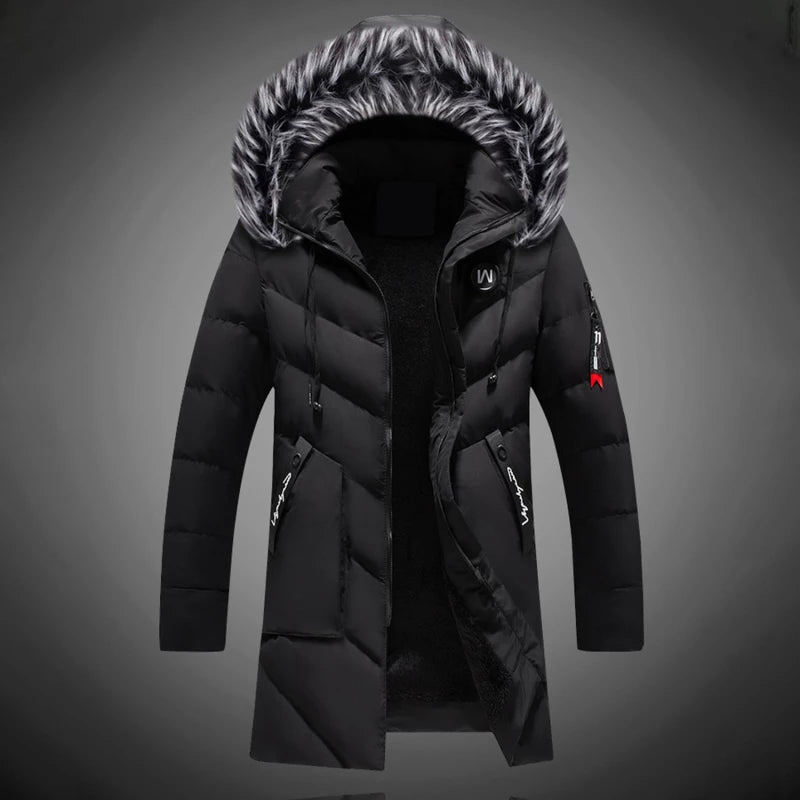 Thibault | Wattierte Herren-Winterjacke, warme Daunenjacke mit Pelzkragen, lässige Outdoor-Jacke