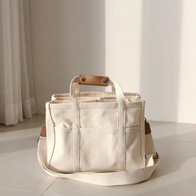 Lura | Canvas draagtas voor dames – schoudertas met meerdere vakken