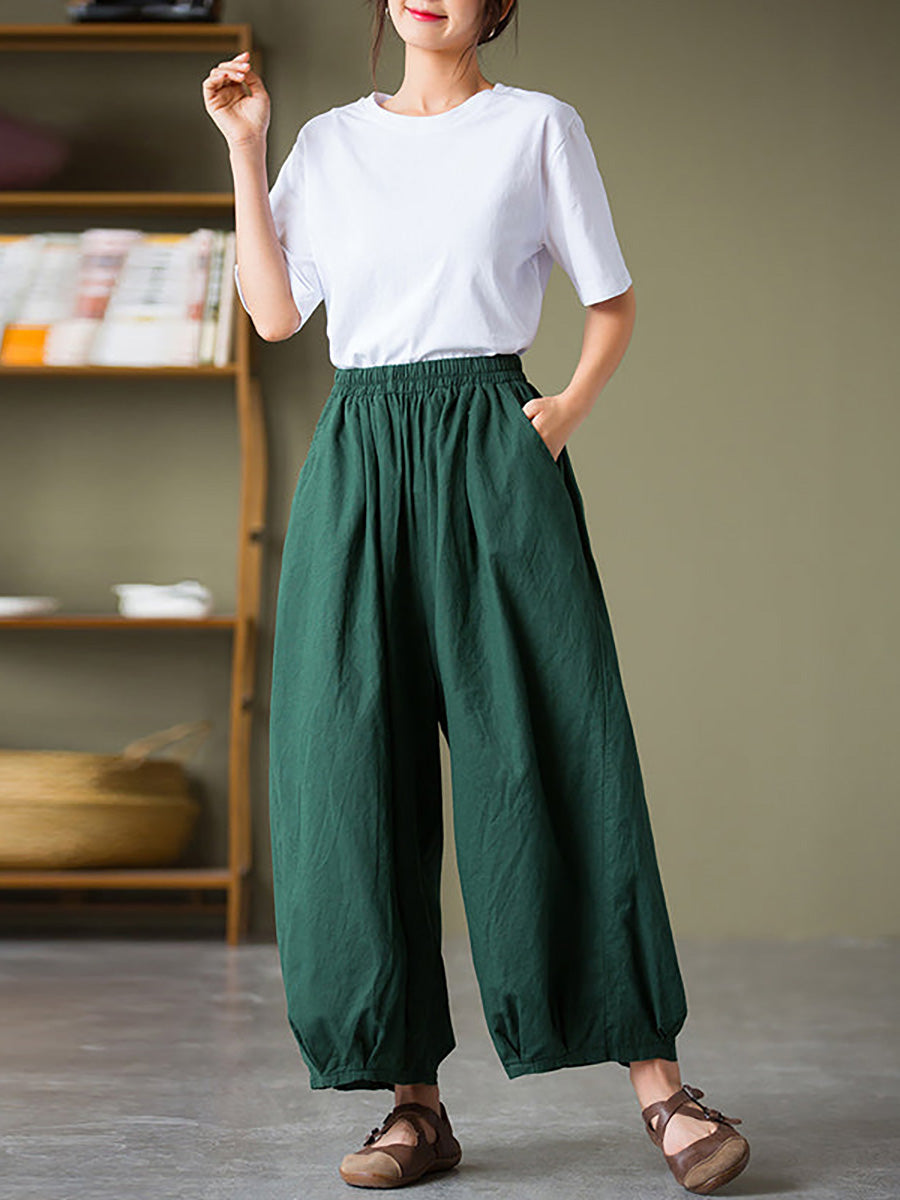 Caelira | Lanternbroek van katoen en linnen in grote maten – Casual broek met zakken en een relaxte pasvorm