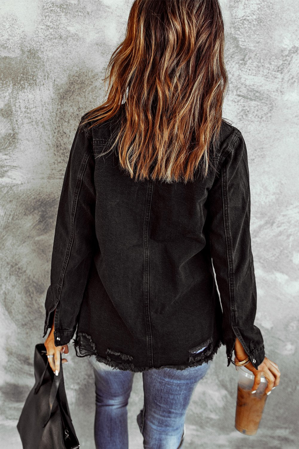 Aloura | Dames Zwarte Gescheurde Denim Jacket – Casual Verweerde Spijkerjas