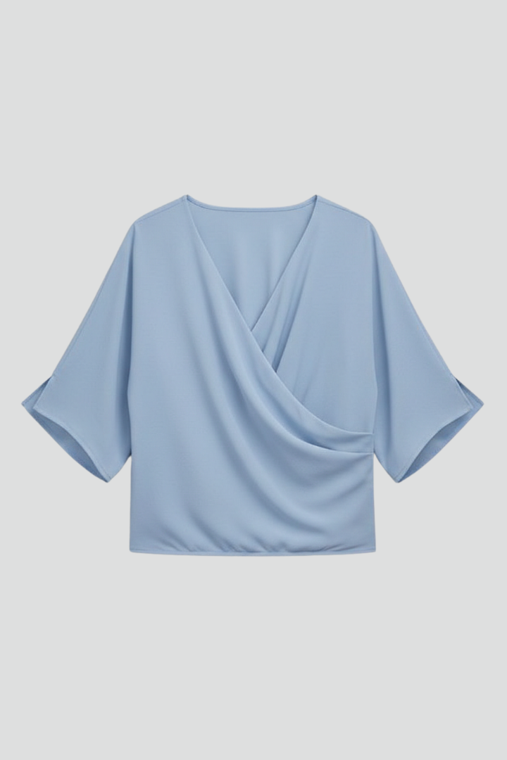 Elmyria | Damesblouse met vleermuismouwen – losvallende, elegante casual top met V-hals