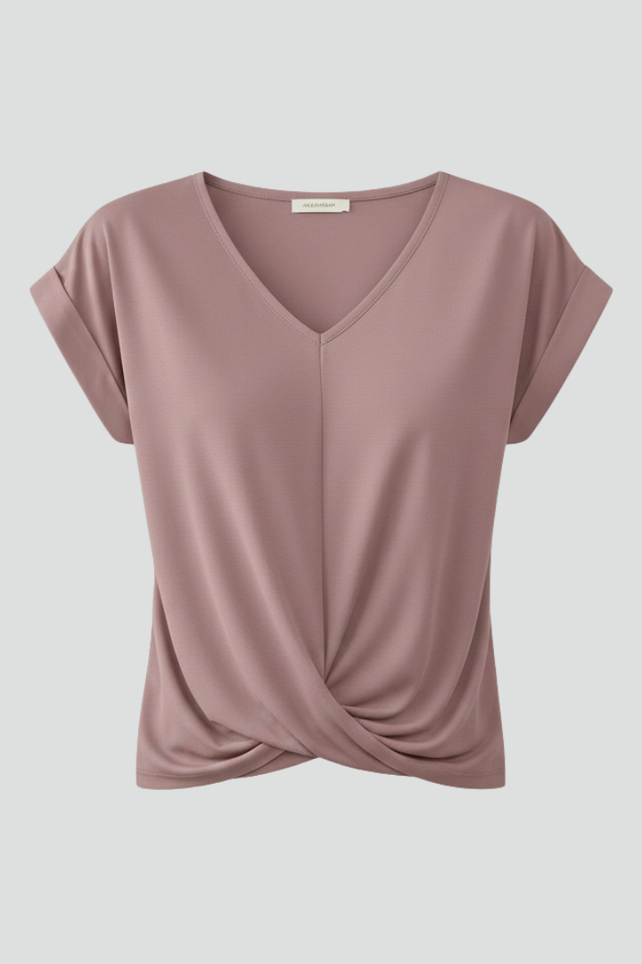 Yula | Damesblouse met V-hals – Casual top met korte mouwen en losse pasvorm