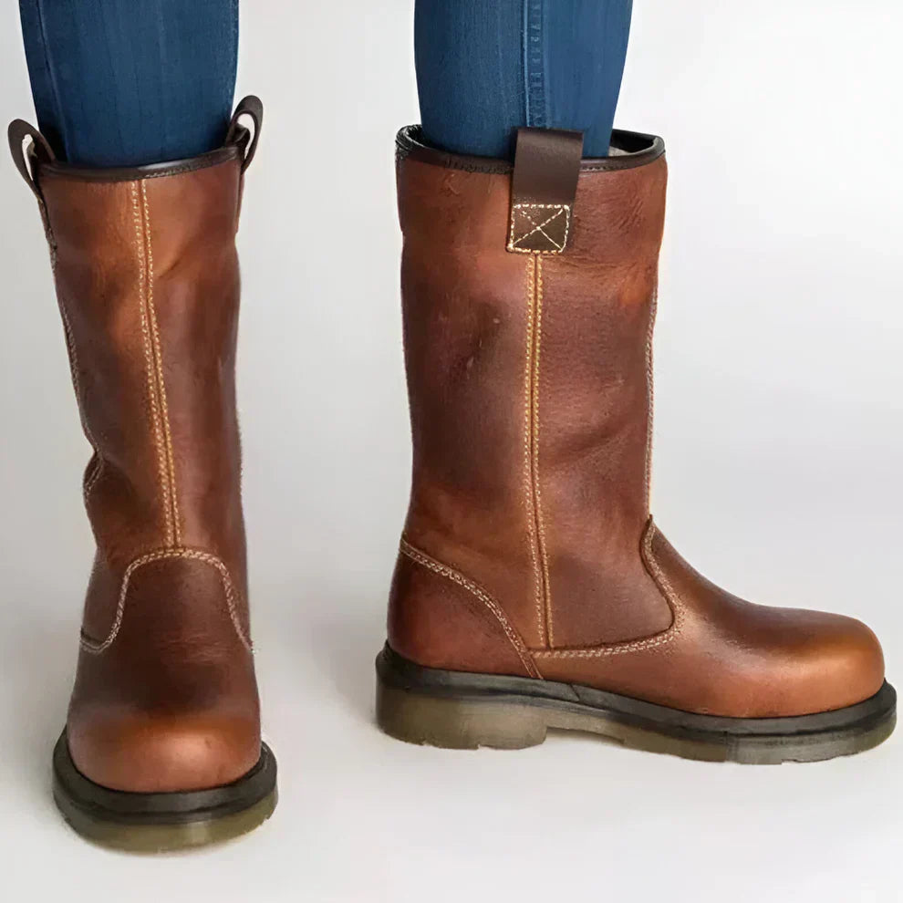 WinterChic | Leren enkellaarsjes voor dames met voering van imitatiebont – warme, comfortabele
