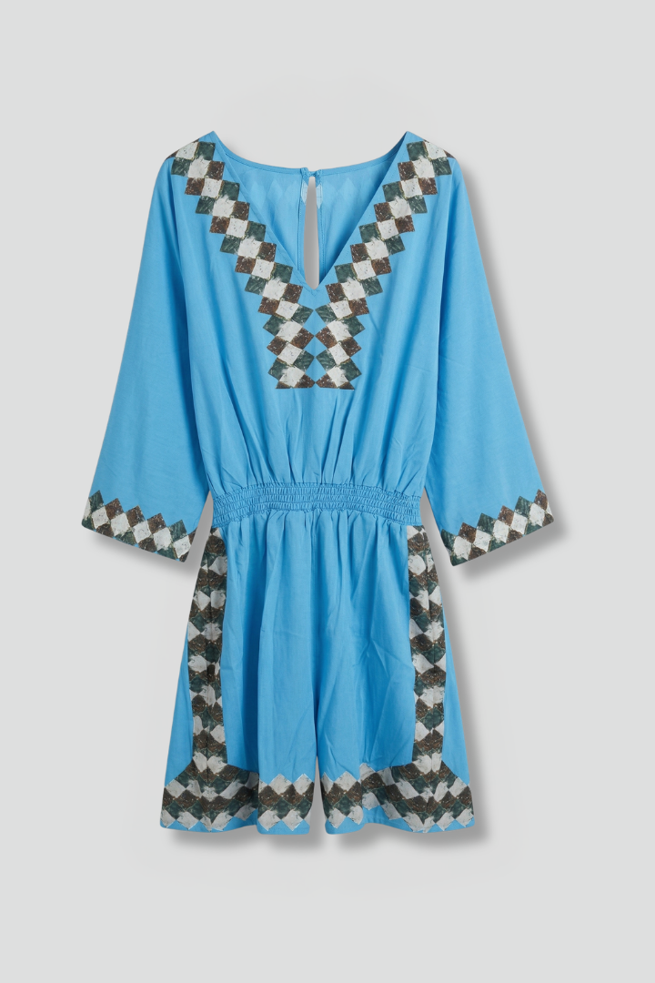 Elyndra | Dames Boho Wijde Pijpen Jumpsuit – V-hals, Mouwloos Zomer One-Piece Outfit