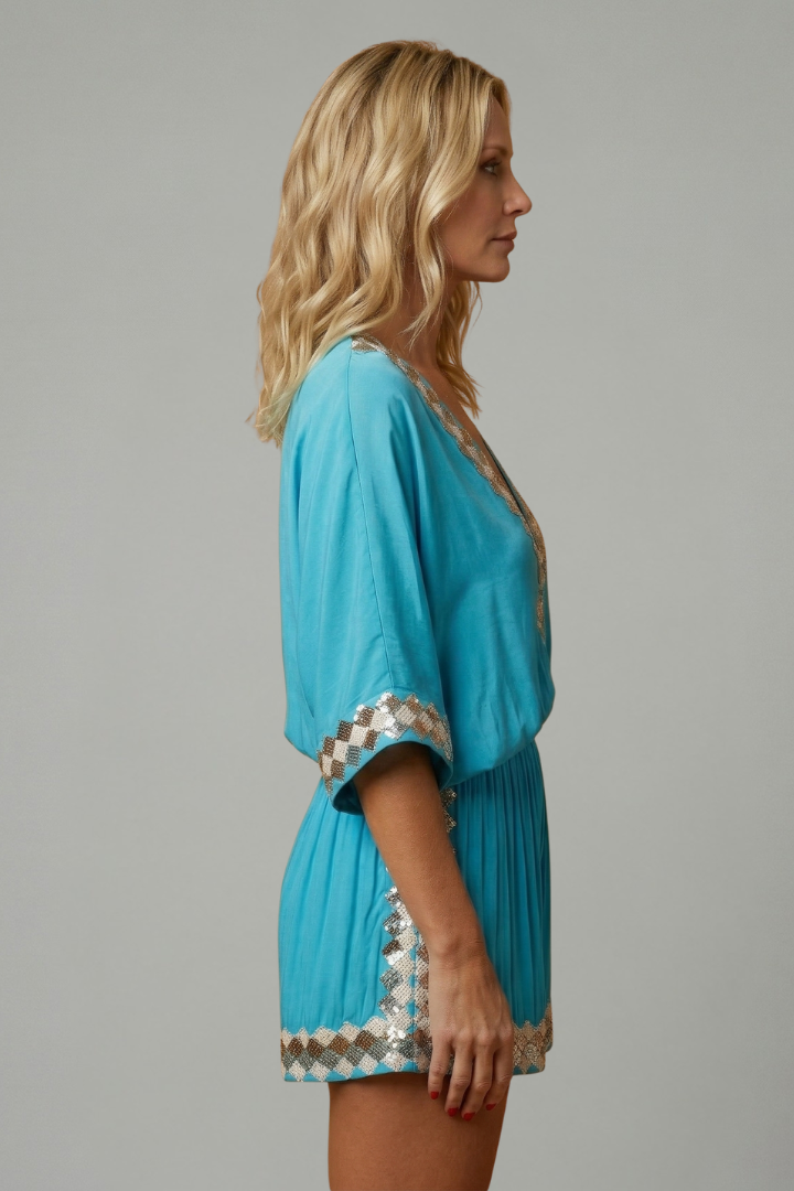 Elyndra | Dames Boho Wijde Pijpen Jumpsuit – V-hals, Mouwloos Zomer One-Piece Outfit