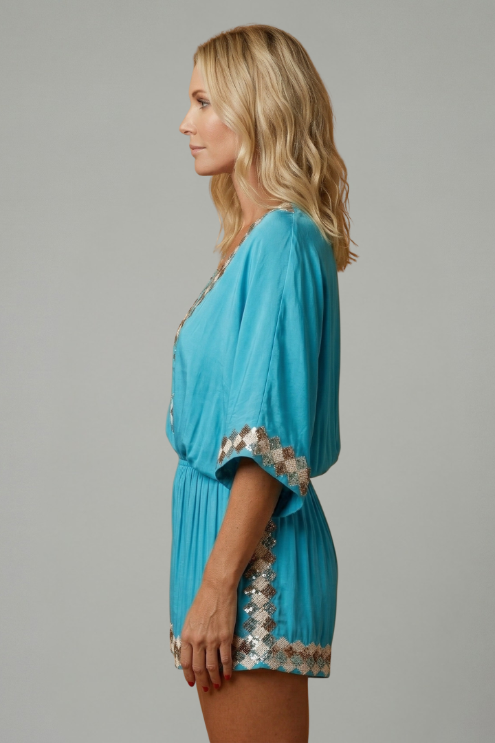 Elyndra | Dames Boho Wijde Pijpen Jumpsuit – V-hals, Mouwloos Zomer One-Piece Outfit