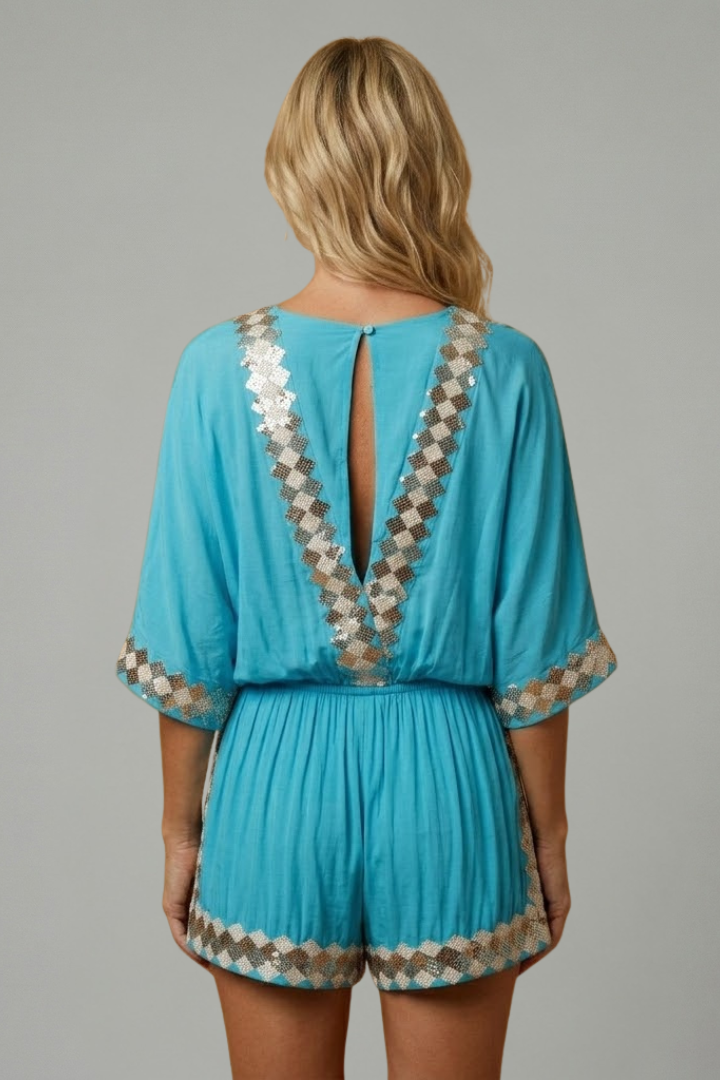Elyndra | Dames Boho Wijde Pijpen Jumpsuit – V-hals, Mouwloos Zomer One-Piece Outfit
