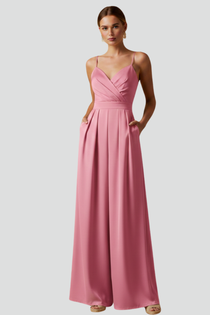 Orea | Jumpsuit voor dames met wijde pijpen – V-hals, mouwloos, casual en elegant eendelig kledingstuk