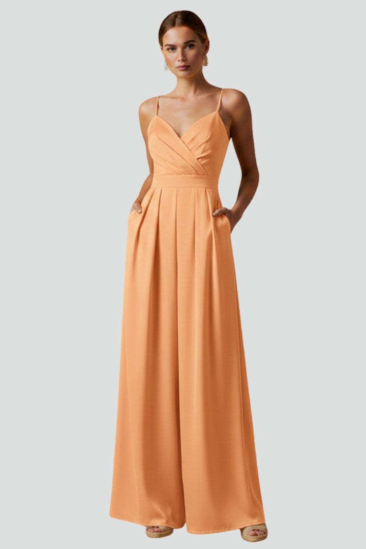 Orea | Jumpsuit voor dames met wijde pijpen – V-hals, mouwloos, casual en elegant eendelig kledingstuk