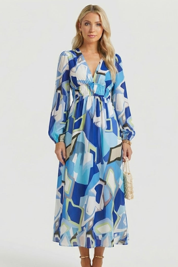 Aeryla | Maxijurk met bloemenprint voor dames – Lange zomerjurk met V-hals