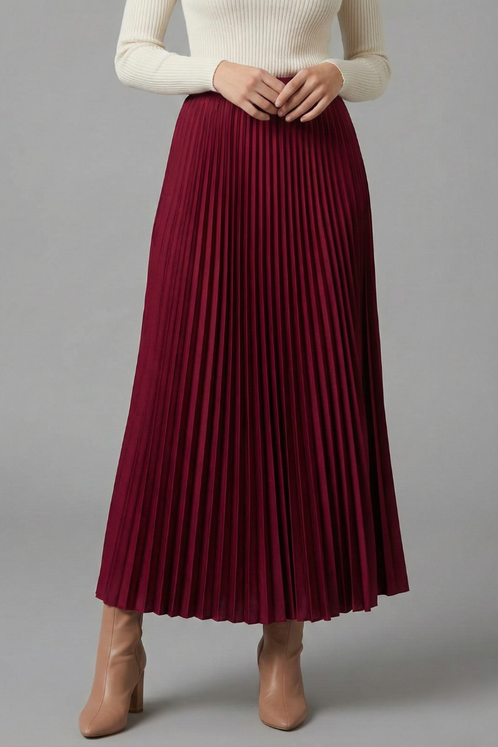 Myraya | Geplooide maxi-rok voor dames, elastische tailleband, zwierige en casual instaprok
