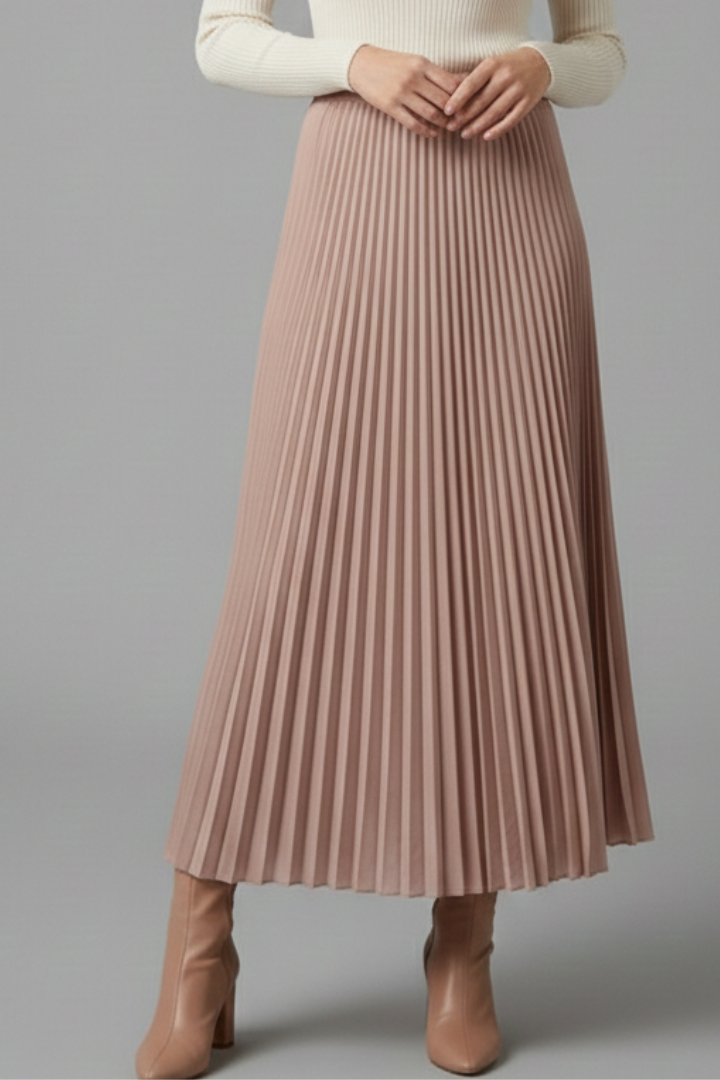 Myraya | Geplooide maxi-rok voor dames, elastische tailleband, zwierige en casual instaprok