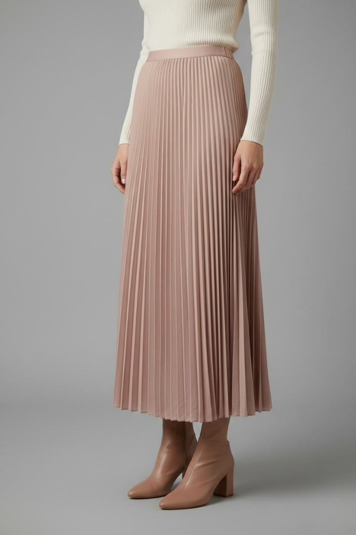 Myraya | Geplooide maxi-rok voor dames, elastische tailleband, zwierige en casual instaprok