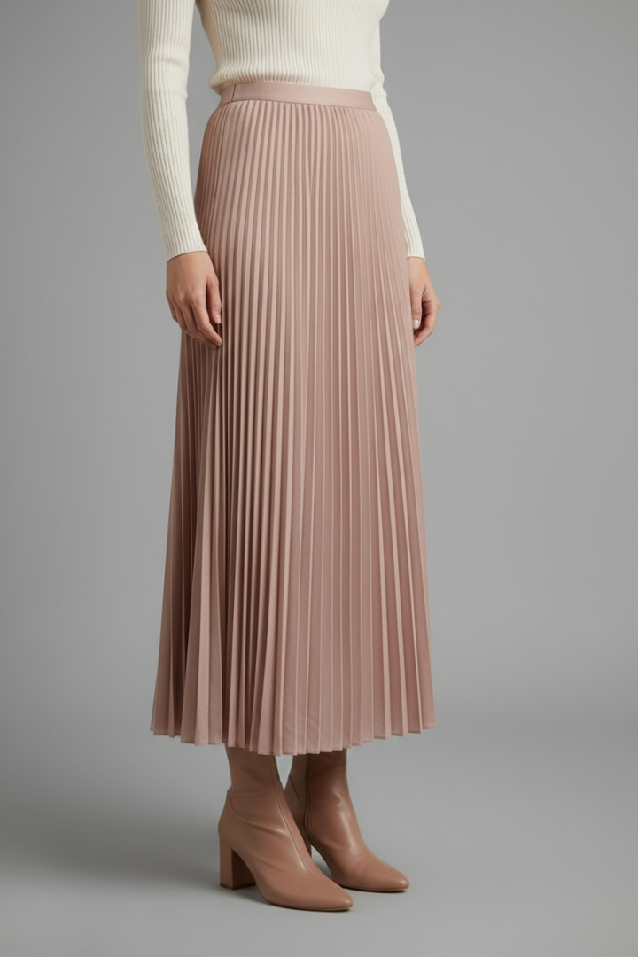 Myraya | Geplooide maxi-rok voor dames, elastische tailleband, zwierige en casual instaprok