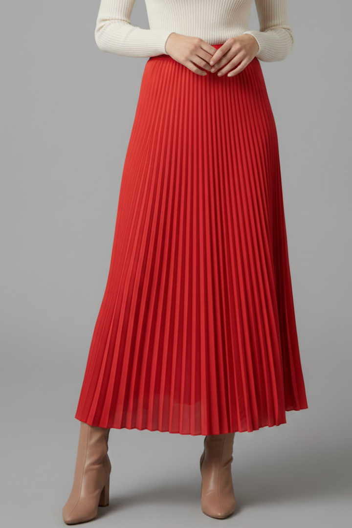 Myraya | Geplooide maxi-rok voor dames, elastische tailleband, zwierige en casual instaprok
