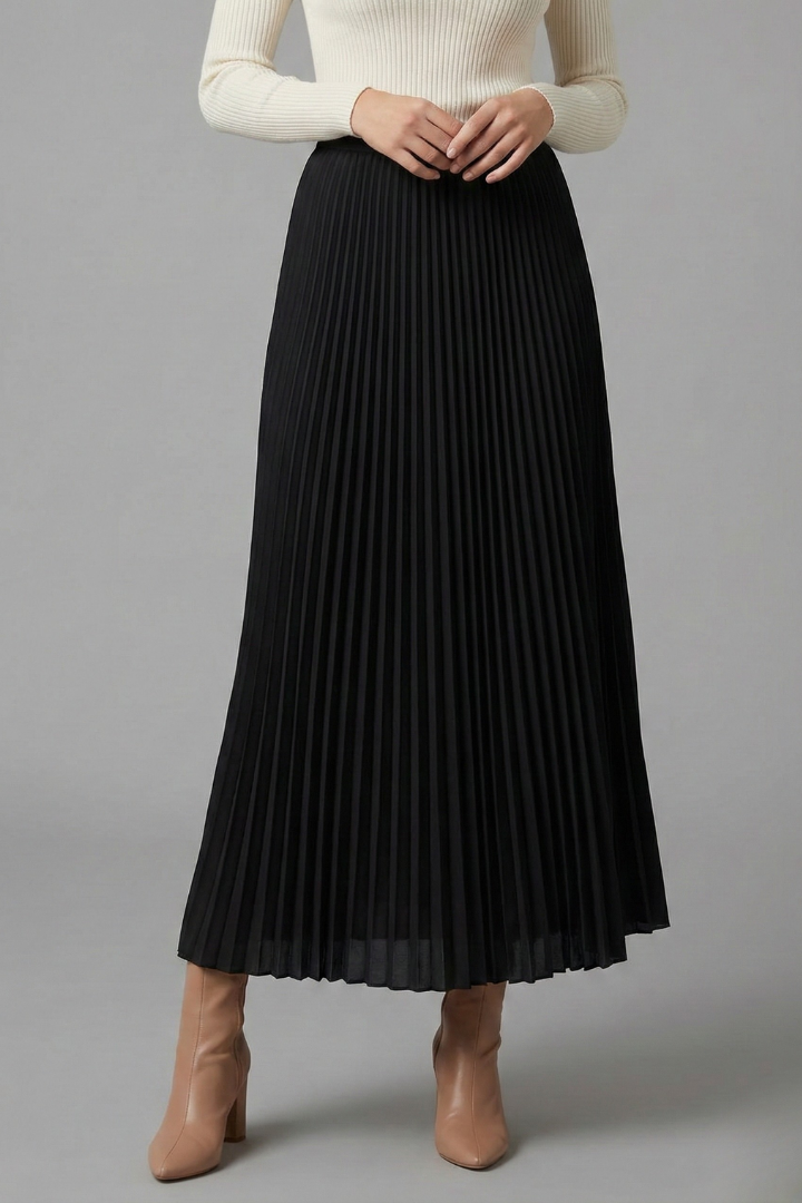 Myraya | Geplooide maxi-rok voor dames, elastische tailleband, zwierige en casual instaprok