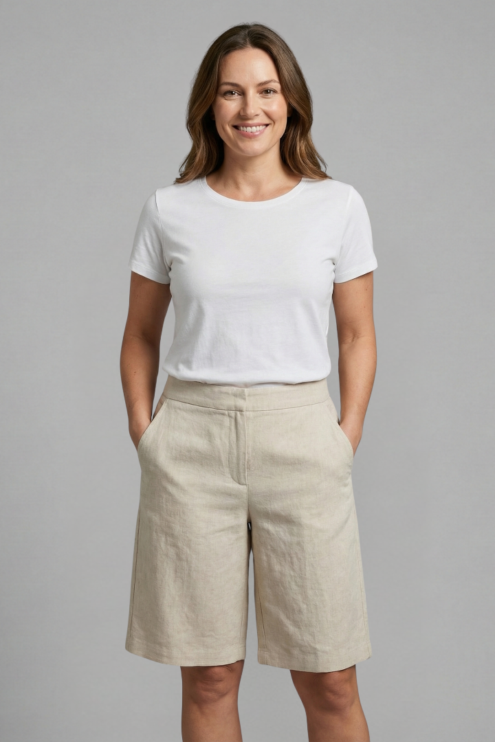 Elvessaen | Casual damesshort met elastische tailleband – Zomershort met hoge taille en zakken