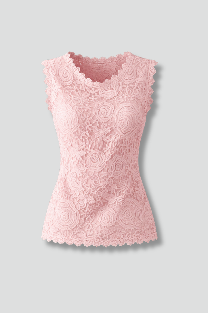 Riya | Mouwloze kanten blouse voor dames – Elegante tanktop met V-hals