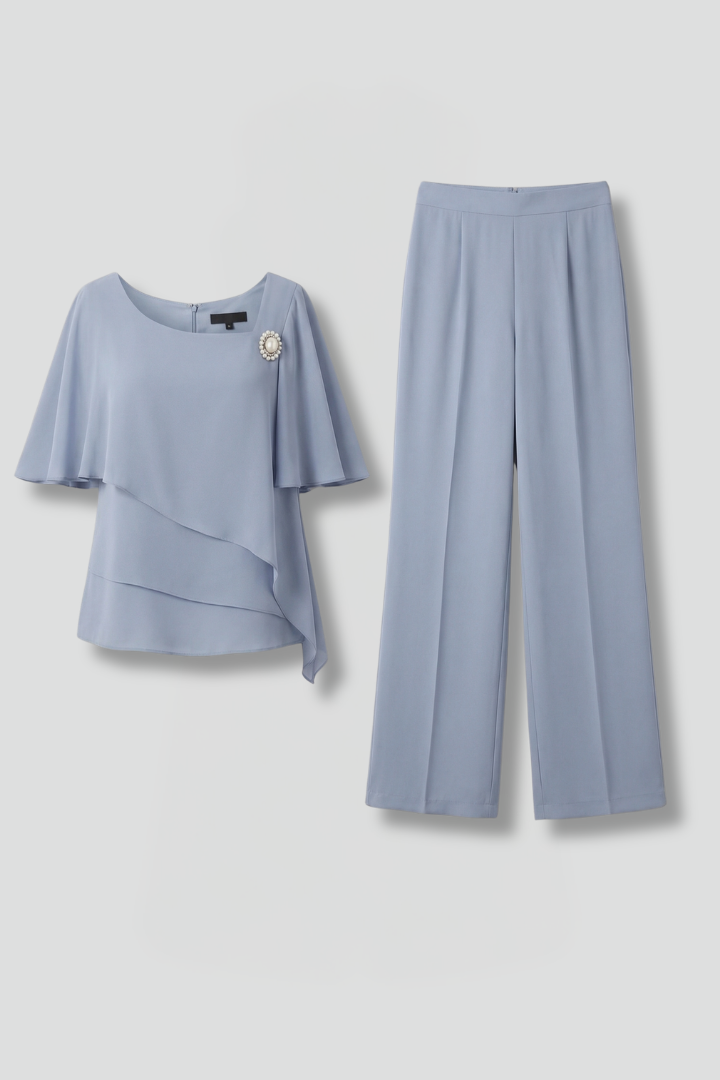 Acantha | 2-delige dames set – gelaagde top & rechte broek, instap casual co-ord outfit