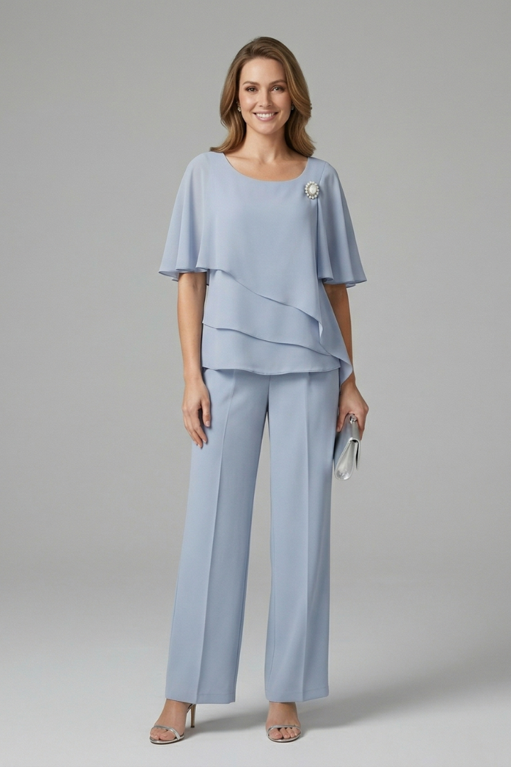 Acantha | 2-delige dames set – gelaagde top & rechte broek, instap casual co-ord outfit