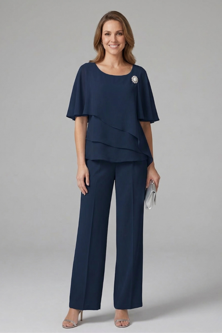Acantha | 2-delige dames set – gelaagde top & rechte broek, instap casual co-ord outfit