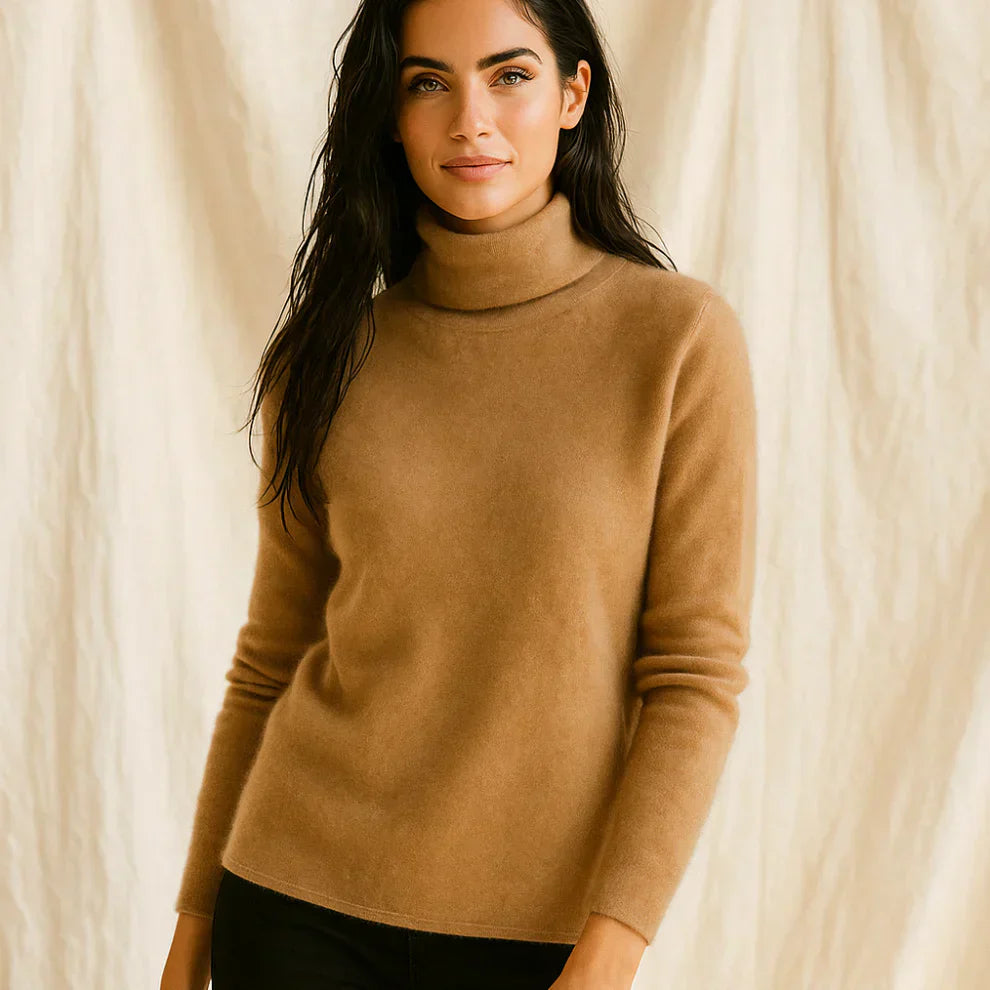 Kirelyn | Dameskasjmiergevoelige coltrui, slim fit gebreid