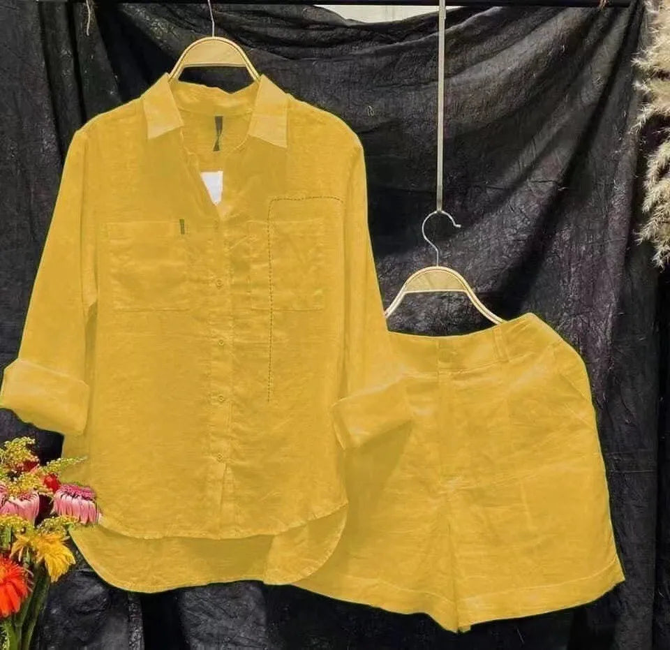 Brisae | Casual witte tweedelige set voor dames – Luchtige zomeroutfit