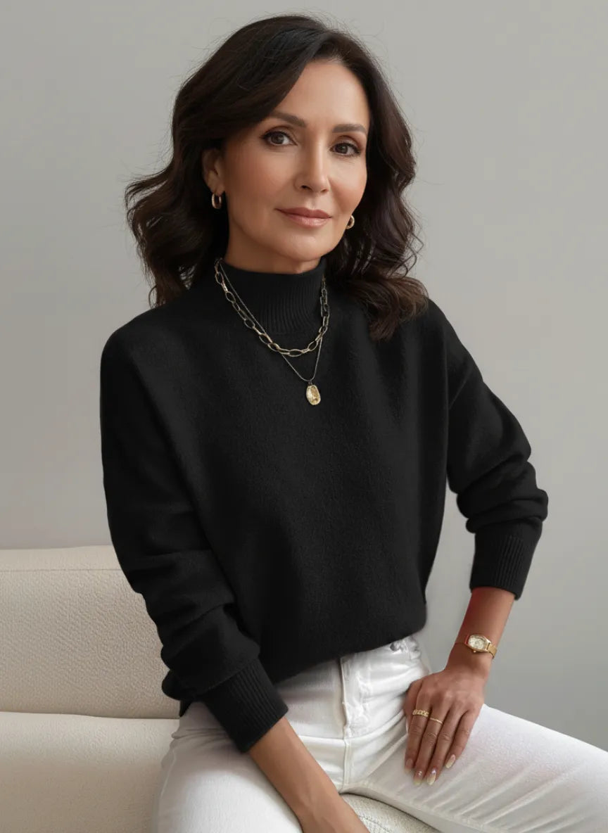 Astraea | Klassieke coltrui voor dames, casual gebreide trui met lange mouwen, warme wintertrui