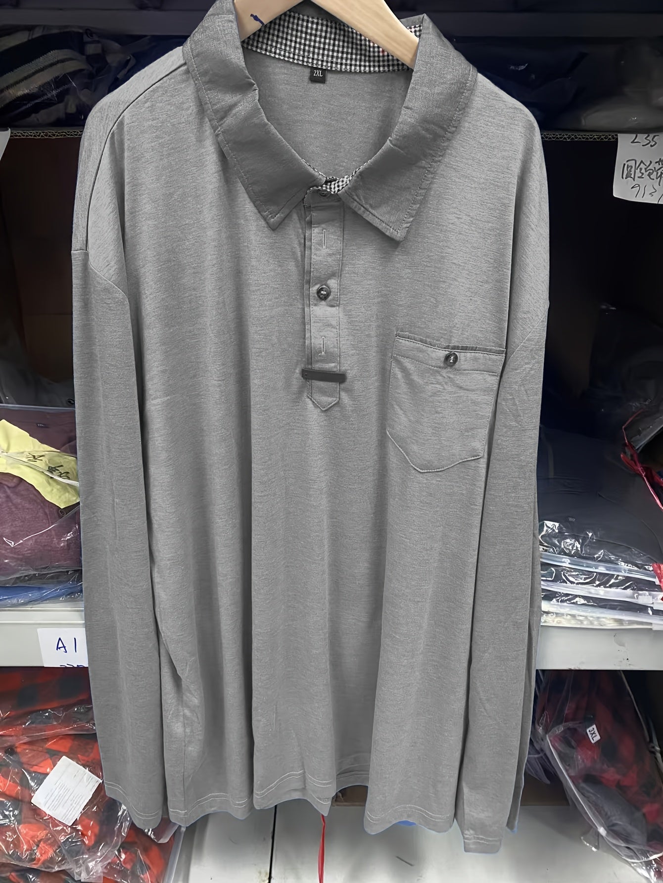Paulo | Polo homme à manches longues – Henley décontracté avec col color-block et poche poitrine