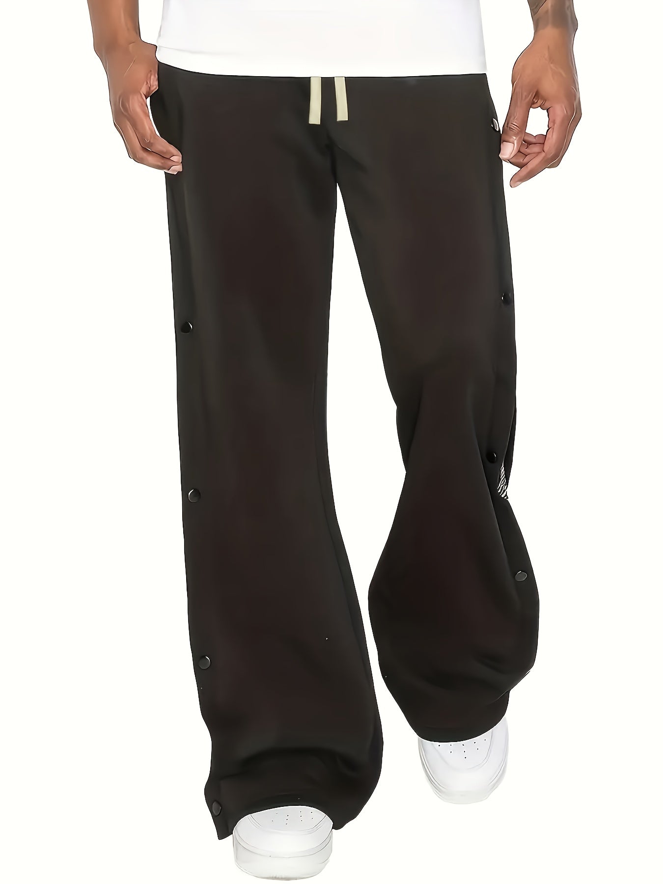 Azmaron | Heren Lente Street Wide-Leg Broek – Losse Pasvorm met Dubbele Knoop, Hip-Hop Broek