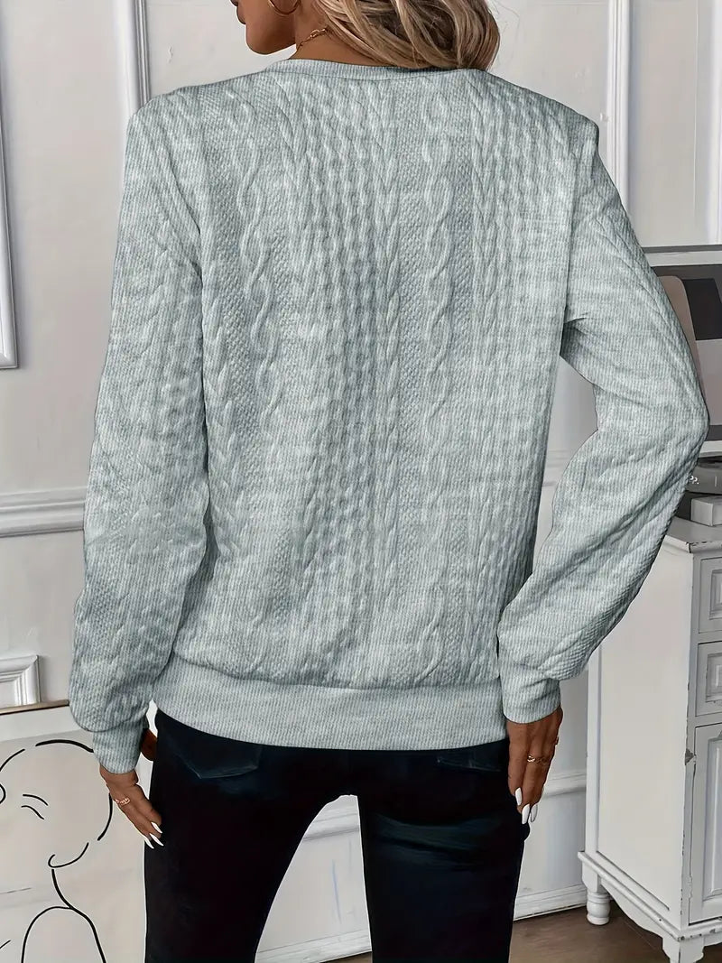 Ulthira | Zopfmuster-Pullover mit halbem Reißverschluss – Weicher Pullover aus Baumwollmischgewebe, stylisches Oberteil zum Drunterziehen