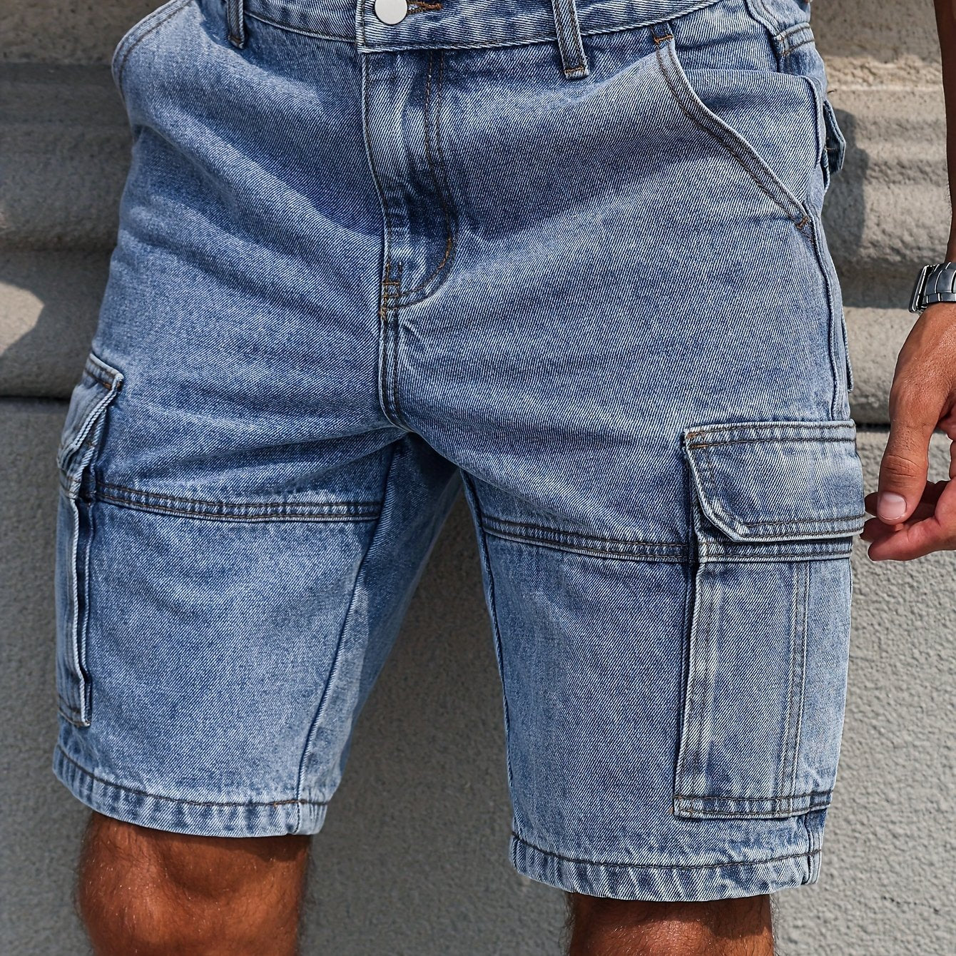 Pyrion | Klassieke Blauwe Denim Shorts – Lichtgewicht Casual Zomerse Knie‑Lange Shorts