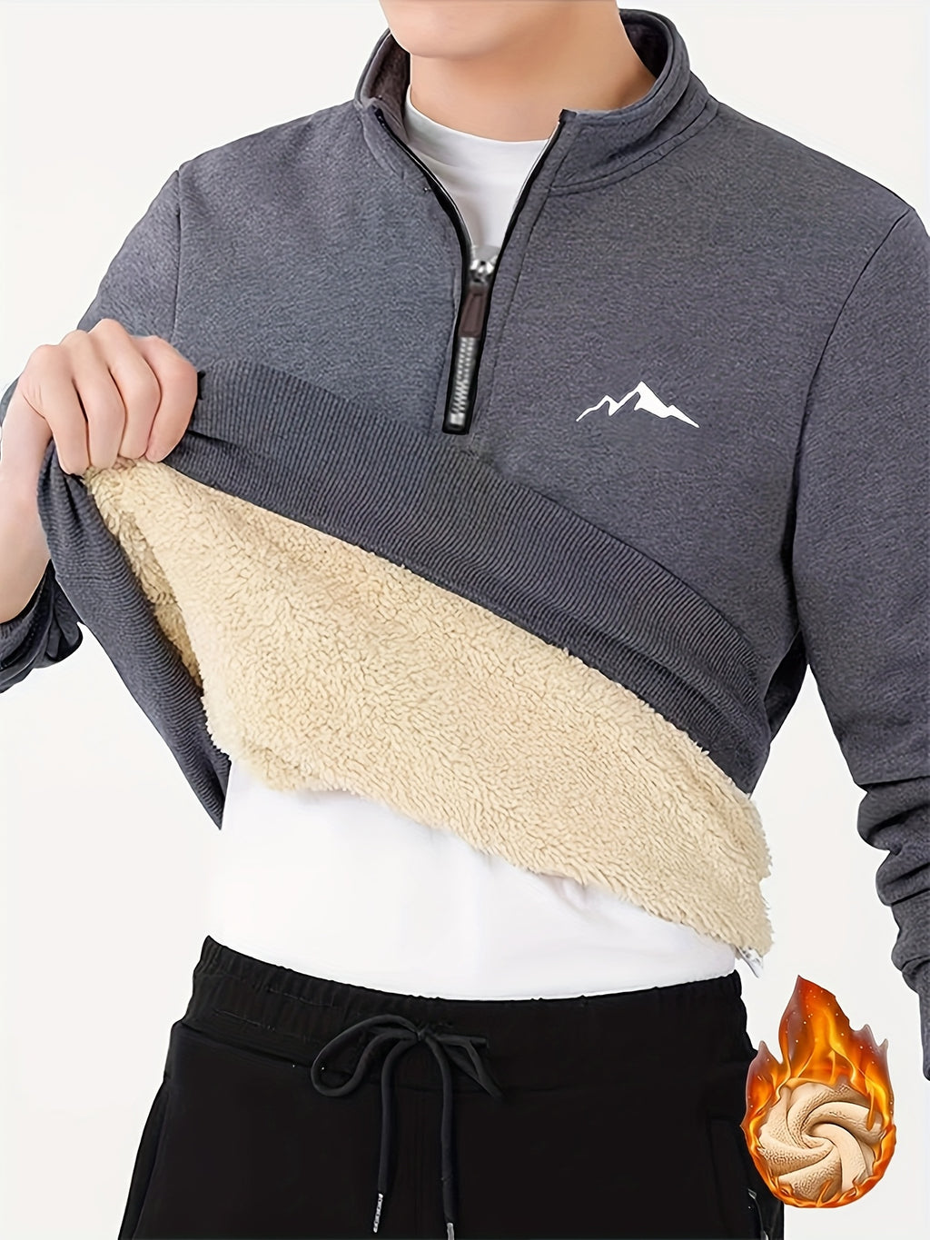 Sigfried | Thermische fleece gevoerde wintertrui voor heren met 1/4 ritssluiting, opstaande kraag