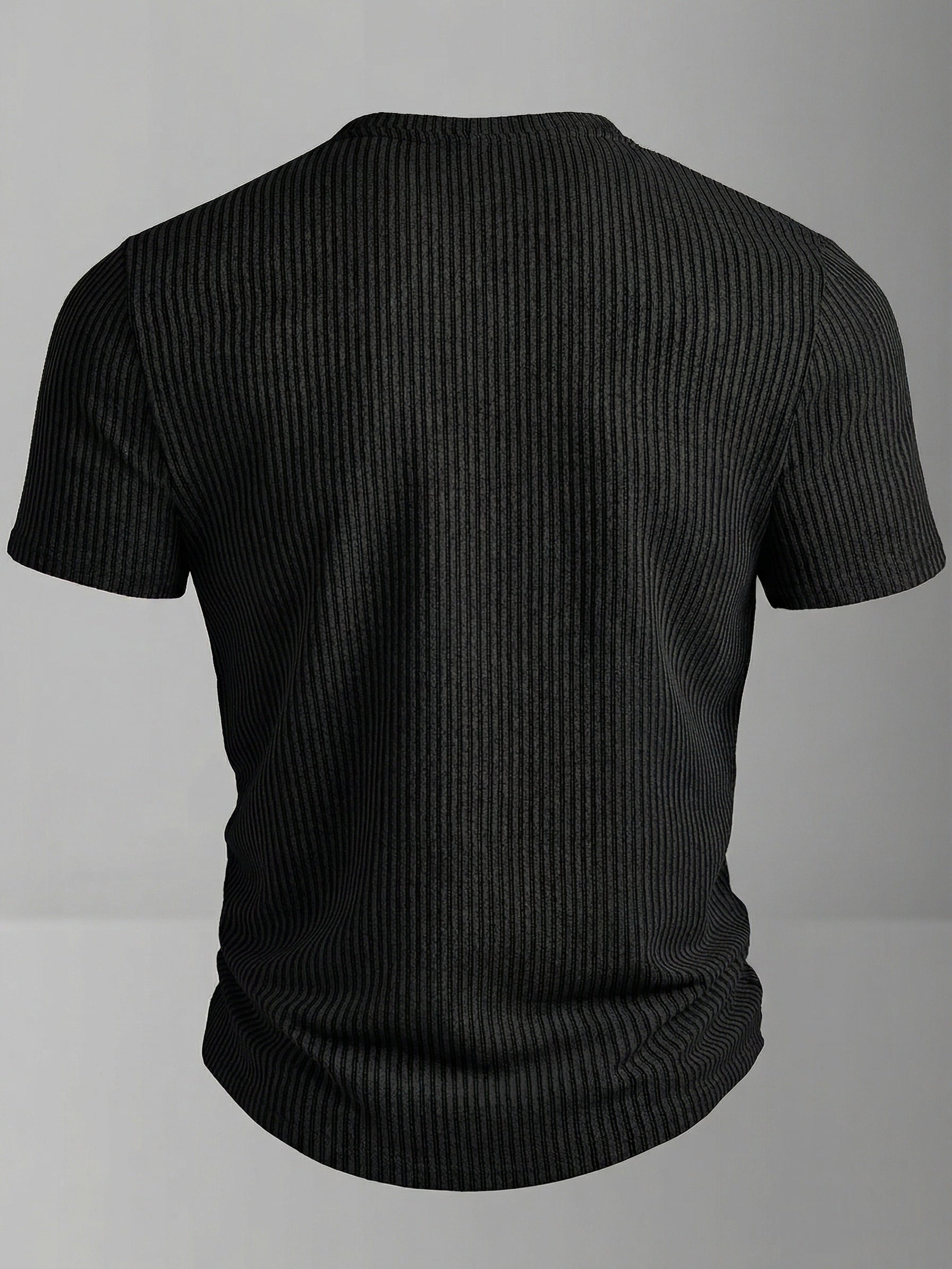 Bion | Heren lente V-hals sportshirt – tweekleurig gestreept sportshirt met korte mouwen