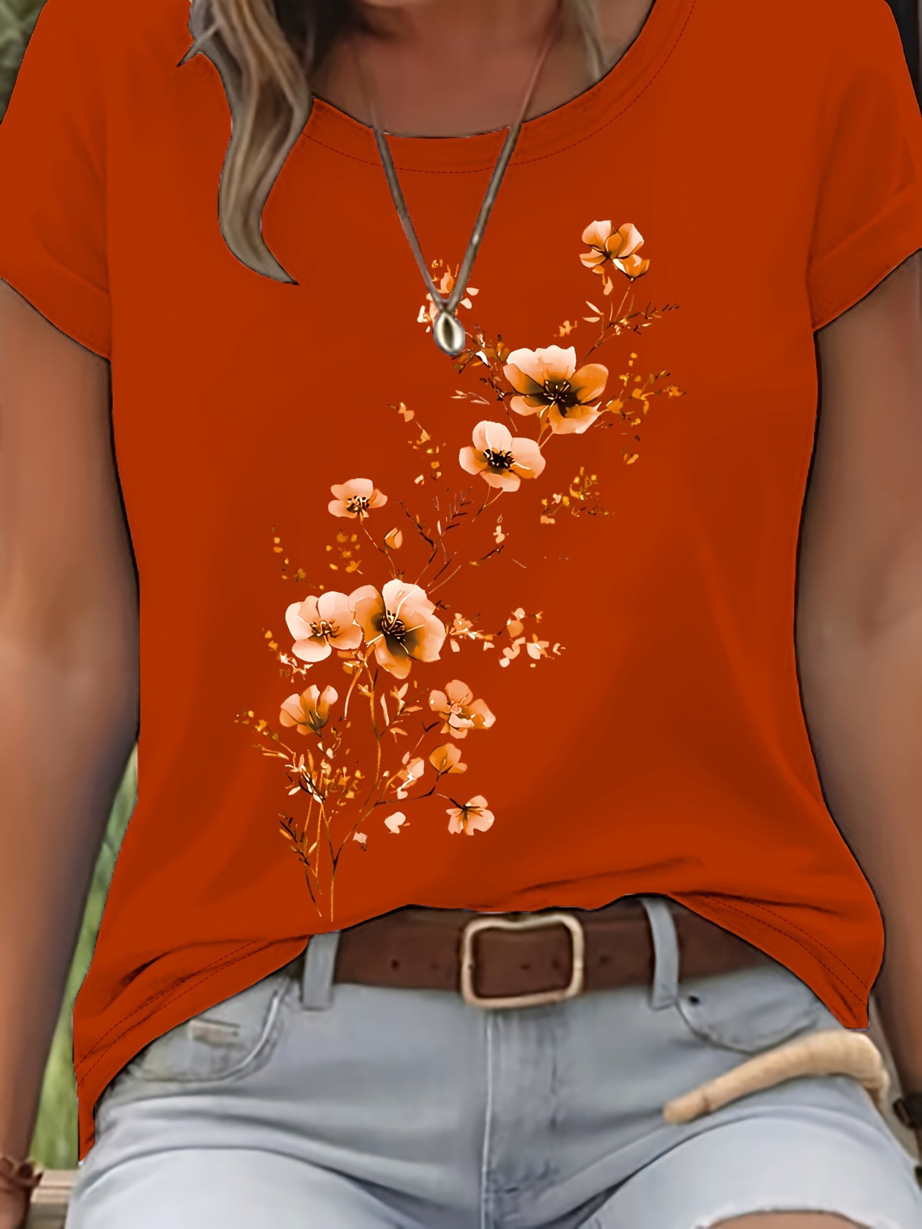 Vionyxen | Dames-T-shirt met bloemenprint in aquarelstijl – Casual zomertop