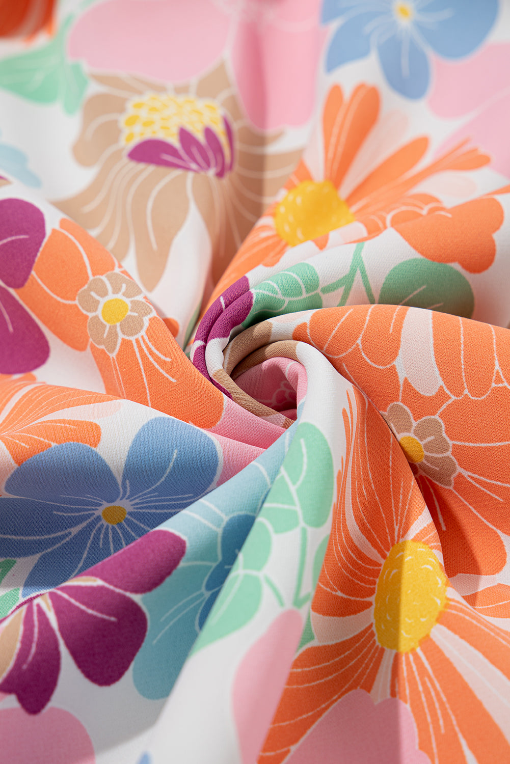 Orla | Roze bloemenprint babydoll-jurk voor de zomer – mini-jurk met vierkante hals en pofmouwen